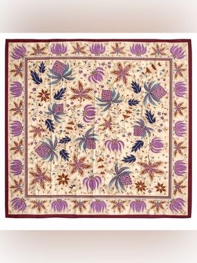 Echo Vintage Floral Scarf Batik Style Cotton Multicolor Square